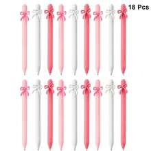 1/6/12/18 Stück Mehrfarbige Schleifen Kugelschreiber, ästhetische einziehbare Schleifen Kugelschreiber mit schwarzer Tinte, Fliegen-Party Geschenke geeignet für Mädchen, Frauen, Schule, Geburtstag, Bürobedarf, Hochzeit und andere Anlässe - Verschiedenfarbig - Übersicht 7