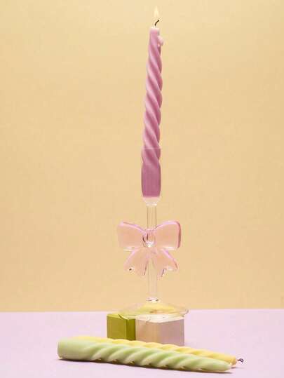 Joivida 1 件创意可爱超大蝴蝶结玻璃烛台，高端餐厅装饰烛台，浪漫烛光晚餐装饰烛台