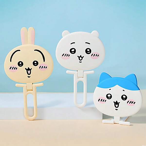 Miniso 千川系列3D手持镜，塑料材质，可爱设计，可折叠便携，适合日常化妆，卡通化妆镜（1个）