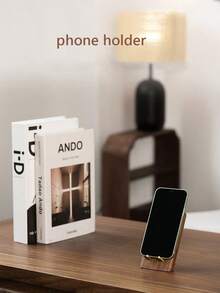 1pc Wooden Desktop Phone Lazy Stand Creative Black Walnut Simple Universal Tablet IPad Support Stand Light Luxury Ornament Phone Stand ﻿ - Multicolor - View 5