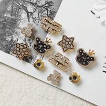 10pcs DIY Shoe Decoration Charms - Shiny Bears, Stars, Geometric Patterns, Non-Metal Lightweight Material, Y2K Fashion Versatile Cute Unisex, Suitable For EVA Beach Shoes, Slippers, Detachable Shoe Decor, Holiday Gift - Multicolor - View 8