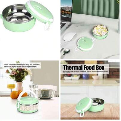 Fiambrera con Aislamiento Trmico con Anillo de Sellado de Silicona, Caja de Comida Trmica Apilable con Diseo de Ventilacin de Aire, Tapa Hermtica, Ergonmico, Caja para