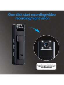 Cámara corporal mini HD 1080P con ángulo de visión de 180° y visión nocturna infrarroja, grabadora de video digital portátil con estabilización de imagen digital, batería de polímero de litio recargable por USB, almacenamiento en tarjeta TF en formato AVI para uso en exteriores/interiores en múltiples escenarios - Negro - Ver 7