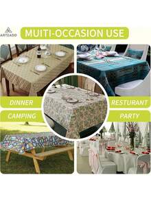 Floral Rectangle Square Tablecloth, Waterproof Oil-Proof Scratch-Resistant Table Cloth, Wipe-Clean Polyester Table Cover For Dining Camping Indoor Outdoor, Multi-Size - Dâu tằm - Xem 6