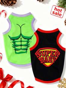 LUCKIE LABO 2件/套 肌肉印花透气背心套装，适用于猫狗，防跳蚤，减少掉毛，室内外均可使用 - 彩色 - 查看 21