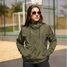 Women's Windbreaker Jacket, Semi-Lined, Water-Resistant, Ultra-Lightweight, Sporty - Army Green - View 4