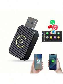 2-In-1 Wireless CarPlay Adapter - 1 USB-C Adapter For IPhone And Android Phones - Plug And Play Portable, Supports Music Streaming, Calls And Navigation, Universal Compatibility, Built-In Wireless Technology, No Battery Included - Silver - View 2