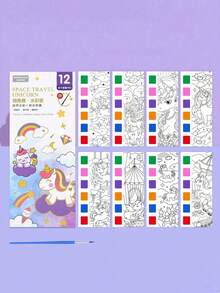 1set Children's Watercolor Coloring Book, Student Coloring And Drawing Book, Drawing And Coloring Paper, With Built-In Watercolor Paint Pens, Halloween, Thanksgiving And Christmas Gift Easter Gift,Back To School - Nhiều màu - Xem 10