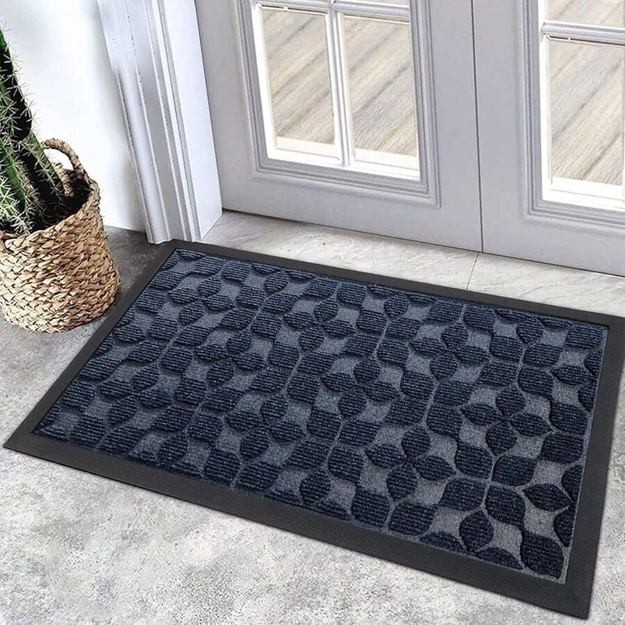 ¡RecomendadoBulijojo - Felpudo de entrada para interiores y exteriores, duradero y resistente, tapete de bienvenida de goma natural gruesa, absorbente, antideslizante, alfombra de entrada fácil de limpiar, 17 x¡Top de Temporada - Hojas verdes - Ver 1