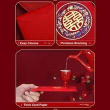 Chinese Red Envelopes For Wedding - 10 Pieces Traditional Double Happiness Lucky Money Envelopes Of Chinese Xi, Red Packets Gift For Chinese Wedding Accessories Hong Bao (8.8x17cm, G) - G - Xem 4