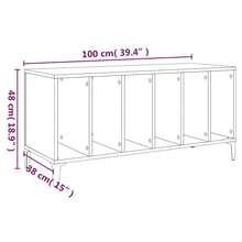 vidaXL Armário de discos 100x38x48 cm engenharia madeira preto - Preto - Ver 8