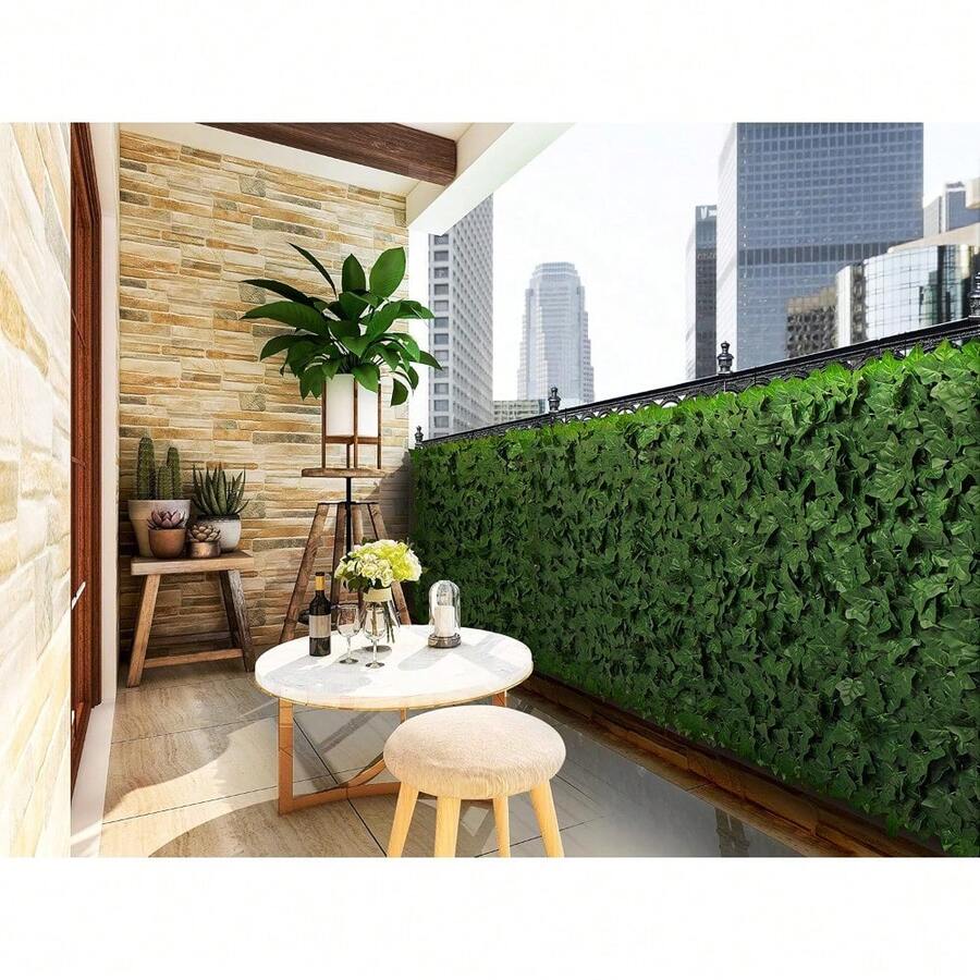 39" X 138" Artificial Ivy Privacy Fence & Backdrop Wall, Sturdy Backed Faux Leaves Hedges Panel For Outdoor, Indoor Decor - 39英寸 x 138英寸 - 查看 1