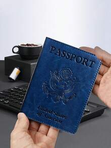 Women's Men's Passport Holder With Multiple Card Pockets And ID Slot, PU Leather Travel Wallet Cover For Family Vacations And Holiday Gifts - 深藍色 - 查看 3