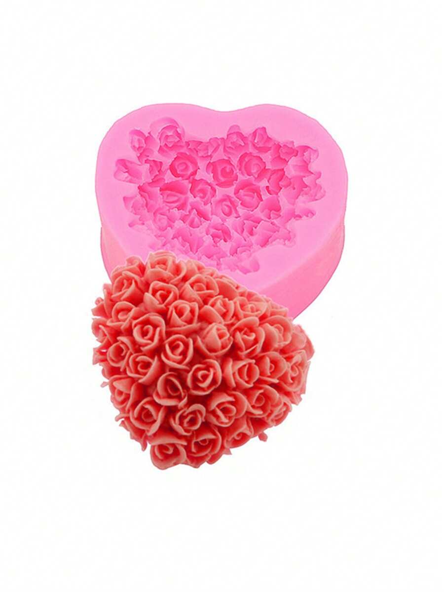 Molde de silicone para decoração DIY de rosas para o Dia dos Namorados (1 unidade), molde para sabonete, molde para vela. - Rosa - Ver 1