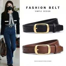 2pcs/1pc Women's Alloy Small Square Buckle PU Leather Belt, Minimalist & Fashionable, Suitable For Jeans, Trousers, Coats, Dresses - Square Buckle Belt - View 11