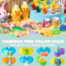 Syncfun 200 Pcs Prefilled Easter Eggs With Toys Plus Stickers, Easter Eggs Filled With Assorted Toys For Easter Eggs Hunt, Easter Basket Stuffers Fillers, Easter Party Favor - 彩色 - 查看 4