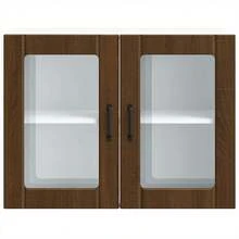 vidaXL Armoire murale de cuisine et porte en verre Lucca chêne marron - Tabac - Voir 6