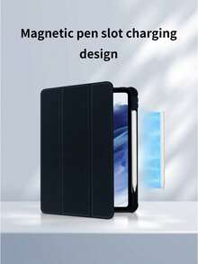 1pc 360° Adjustable Rotating Acrylic Tri-Fold Stand, Acrylic Scratch-Resistant & Bend-Resistant Back Cover With Pen Slot, Auto Sleep/Wake, Minimalist/Classic/Best-Selling Tablet Protective Case Tri-Fold Stand, Suitable For IPad Mini6/Mini7/9.7/10.2/10.5/10.9/11"/Air11(M2)2024/10th Gen/12.9"/IPad Air 13(M3 2025)/IPad Air 11-Inch (M3) 2025/IPad (A16) 11 Inch 11th Generation 2025 Apple Models, Non-Magnetic Stand - Dark Blue - View 7