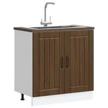 vidaXL Móvel de base de lavabo Lucca chêne marron bois d'ingénierie - Castanho - Ver 3