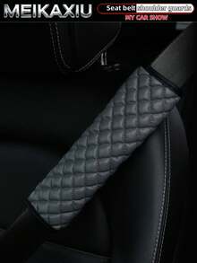 MEIKAXIU 1pc/2pcs PU Leather 3D Diamond Grid Car Seat Belt Shoulder Pads, Auto Interior Accessories - Bubble Checkered PU Leather - View 6