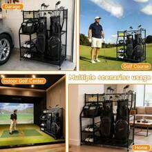 Sports Equipment Organizer, Golf Ball Storage Rack & Golf Bag Holder For Garage, With Storage Basket And Hooks, Indoor Outdoor Toy Ball Organizer For Golf Clubs, Basketball, Toys - Default - View 7