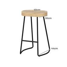 ALFORDSON 2x Taburetes de Bar 65cm Silla de Cocina de Madera Vintage Estilo Tractor - Color madera clara - Ver 2