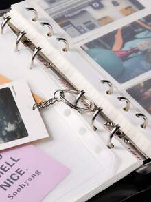 1个A5/A6透明软PVC六孔预算活页夹，可搭配计划本活页夹封面，带保护套，按扣闭合，适用于会议、旅行、办公用品、学习用品（款式随机），不含笔