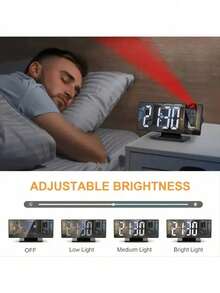 1pc - New Mirrored Projection LED Clock, Multifunctional USB Powered Electronic Alarm Clock With Auto-Dimming Function To Protect Eyes. Alarm Every 5 Minutes. Rotatable Projection. 4 Brightness Levels. - Multicolor - View 2