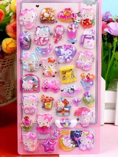 3D可爱卡通夜光浮雕水晶贴纸，动画卡通可爱动物宝宝手工贴纸，圣诞节、情人节、春节、万圣节、复活节装饰小礼物