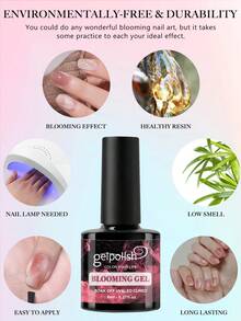 Gel de uñas con efecto de floración Gel UV LED transparente para efecto de extensión Mármol Piedra natural Acuarela Estampado floral Gel de remojo para uñas DIY Diseño de arte de uñas Manicura Regalo para mujeres - transparente - Ver 6
