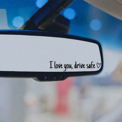 2pc I Love You Drive Mirror Decal, Rearview Mirror Car Decals For Women, Vinyl Decal