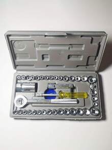 40件套多功能工具组，棘轮扳手套筒汽车维修家居装修五金工具套装 - 彩色 - 查看 6