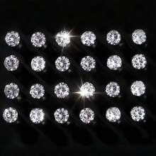 24件套女士耳环，奢华风格立方氧化锆，简约个性化耳环套装（无卡片包装） - 銀色 - 查看 4