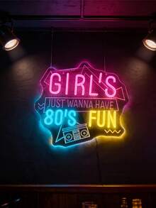 1 Peça Sinal de Néon Multicolorido Divertido dos Anos 80, Luz Decorativa de Parede a LED Alimentada por USB, Perfeita para Decoração de Homens, Bar, Clube, Quarto, Festa, Presente Ideal de Aniversário e Feriado - luz policromática - Visão 3