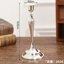 Five-Branched Candlestick, Sturdy Cast Iron Candlestick, Handcrafted Vintage Candlestick, Gothic Candlestick, Column Candlestick For Christmas, Birthday, Wedding And Home Decoration (Silver). - Bạc - Xem 3