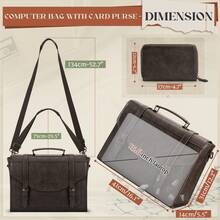 Flap Messenger Bag For Men Vintage PU Vegan Leather Laptop Bag 15.6 Inch Professional Mens Briefcase Waterproof Satchel Bag Men With Card Purse Computer Bag For Work College Office - 咖啡 - 查看 6