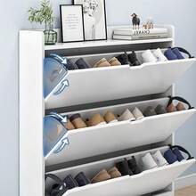 Mueble Zapatero Organizador Moderno 3 Nivel 120x80x17cm - Blanco - Ver 6