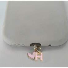1pc Pink Heart-Shaped Metal Dust Plug, 26 Letter Heart Charging Port Protector Cover, DIY Phone Decor Compatible With Apple/Type-C, Mobile Device Dust-Proof Accessory, Girly Letter Heart Dust Plug, Gift For Friends, Valentine's Day Gift, Festival Small Gift Gifts For Mother, Family, Friends, Kids, Birthday, Holiday Phone Accessories Phone Charm - Pink IPhone - View 30