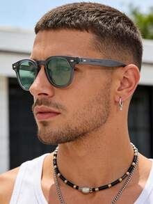 1 Cặp kính thời trang đinh tán kiểu retro mới, gọng nhỏ bằng nhựa PC, kính thời trang trang trí tối giản, đa năng, cao cấp dành cho cả nam và nữ. - Nhiều màu - Xem 5