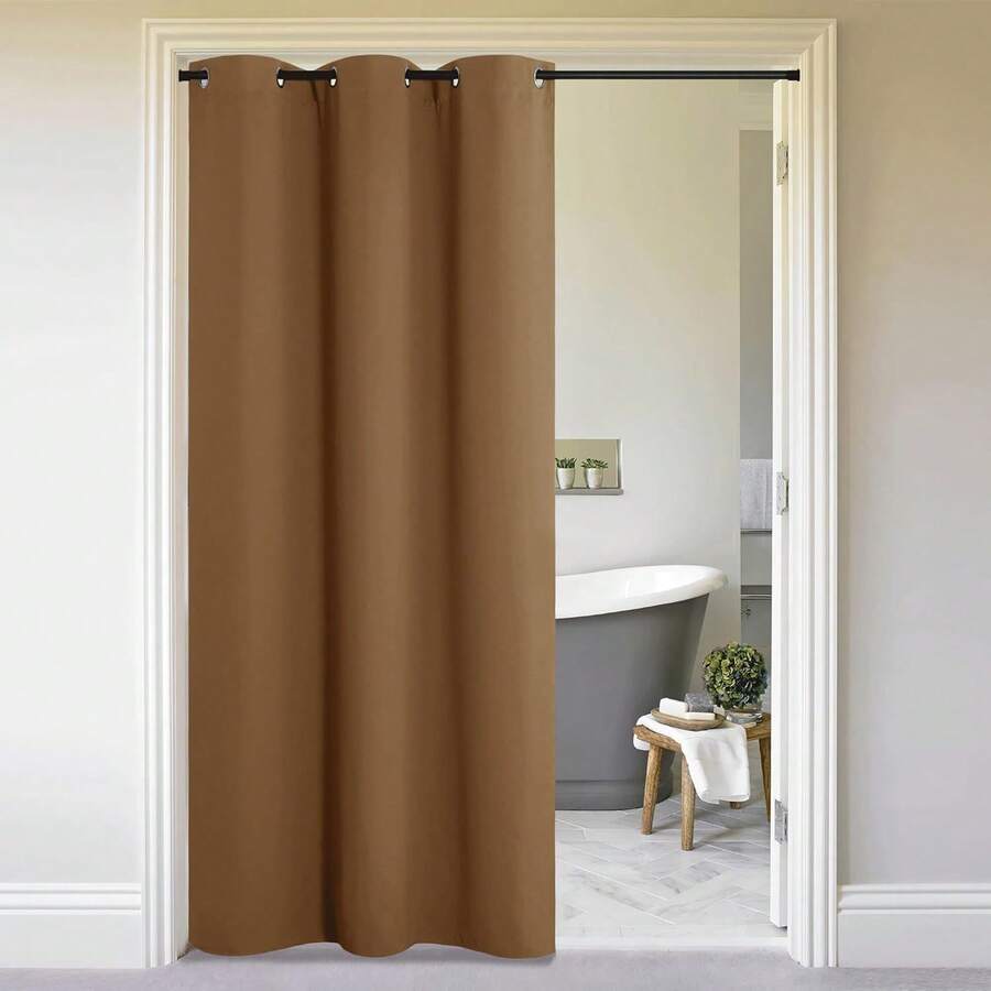 Patio Door Curtain Sound Blocking, Bedroom Privacy Room Divider Curtain Screen Partitions, Thermal Insulated Blackout Closet Sliding Door Curtain (1 Panel, 8.3ft Wide By 7ft Long, Gray) - 金棕色 - 查看 1
