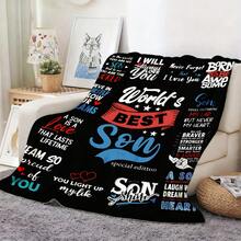 1pc World'S Best Son Special Edition Flannel Blanket| Comfortable And Soft Polyester Flannel, Suitable For All Seasons, Ideal For Sofa, Bed, Car, Office, Multipurpose Use, Machine Washable, Perfect For Birthday, Valentine'S Day, Thanksgiving Gifts - White - View 6