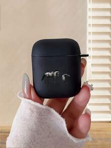 新年礼物 - 黑色哑光创意骏马骑士图案印花耳机保护套，防摔，简约时尚，适用于 Pro3/Pro2/Pro4/3/2/1