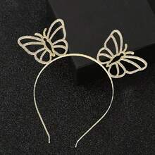 1 pieza Diadema elegante de aleación con strass con diseño de mariposa, accesorio de cabello encantador, accesorios de cabello para bodas - diadema de mariposa - Ver 7