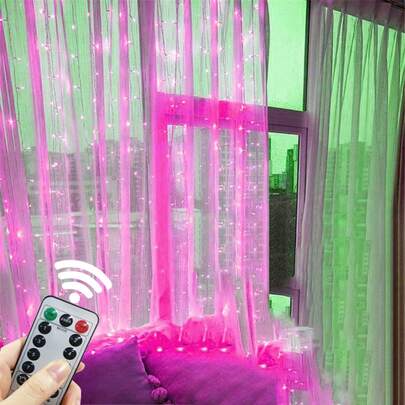 3/6m USB Curtain String Lights With Remote Control, 8 Modes LED Curtain Lights, Wreath Fairy Lights For Christmas, Halloween, Home Decor, Party Decoration