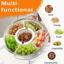 Rotatable Fruit Plate With Lid And Handle; Refrigerator Crisper Storage Box, Outdoor Camping Multi-Purpose Snack Plate, Large Cold Cut Meat, Vegetable And Fruit Plate For Tos, Parties And Travel Picnics - Nhiều màu - Xem 11