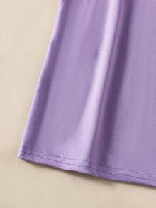 Young Girls Casual Letter Print Short Sleeve T-Shirt - Purple - View 6