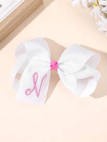 1个26字母蝴蝶结发夹，A-Z字母刺绣蝴蝶结发夹，白色芭蕾舞风格丝带发卡，适合女孩返校礼物、情人节礼物、青少年发饰 - 白色 - 查看 27