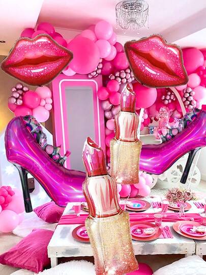 1/3/6pcs Lip Balloon Foil Decorations For Women High Heels, Suitable For Valentine's Day, Wedding, Bridal Shower, Spa Party, Bachelorette Party, Girls Spa Party, Makeup Party, Theme, Birthday, Bachelorette Party
