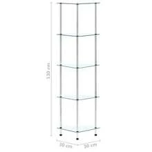 vidaXL Étagère 5 ebenex Transparent 30x30x130 cm Verre trempé - Blanc - Voir 6