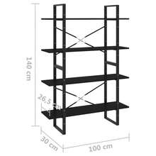 Bibliothèque vidaXL à 4 niveaux, structure en bois noir 100x30x140 cm - Noir - Voir 7